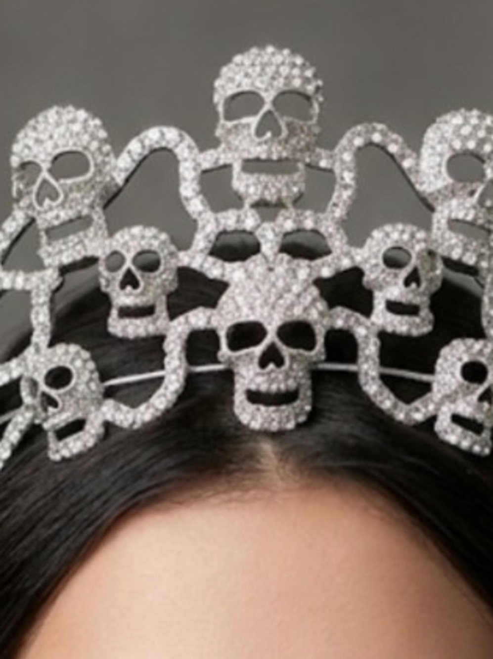 Skull Tiara - Silver Rhinestone Headpiece